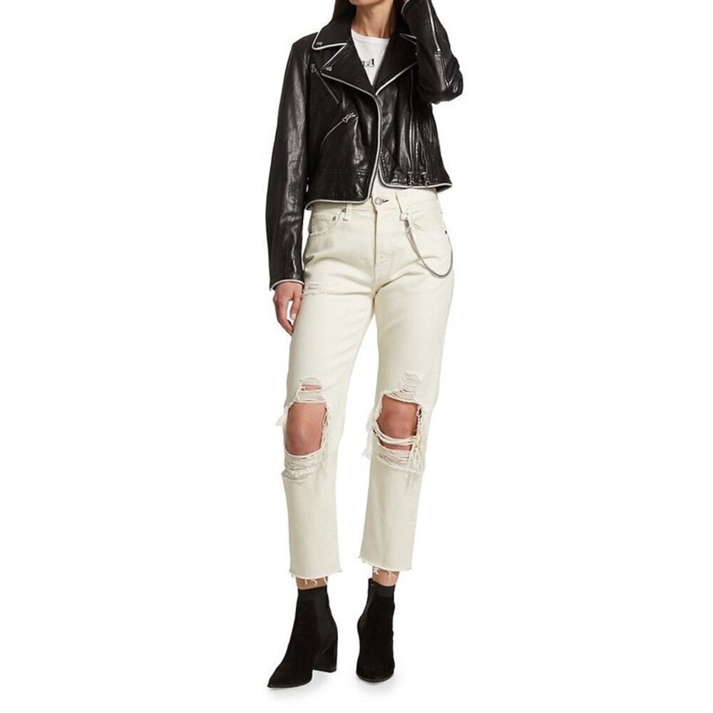 Rag & Bone x Disney Cruella Maya High Rise Slim Jeans w/Holes Sz 26